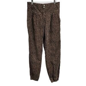 Anthropologie Kalea corduroy leopard print tapered high‎ waisted  XS